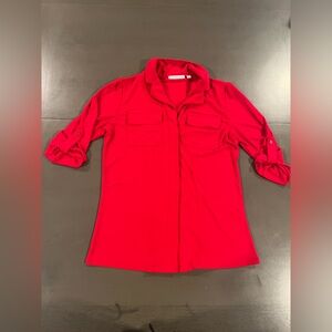 Bright Red Women's Button-Down Shirt